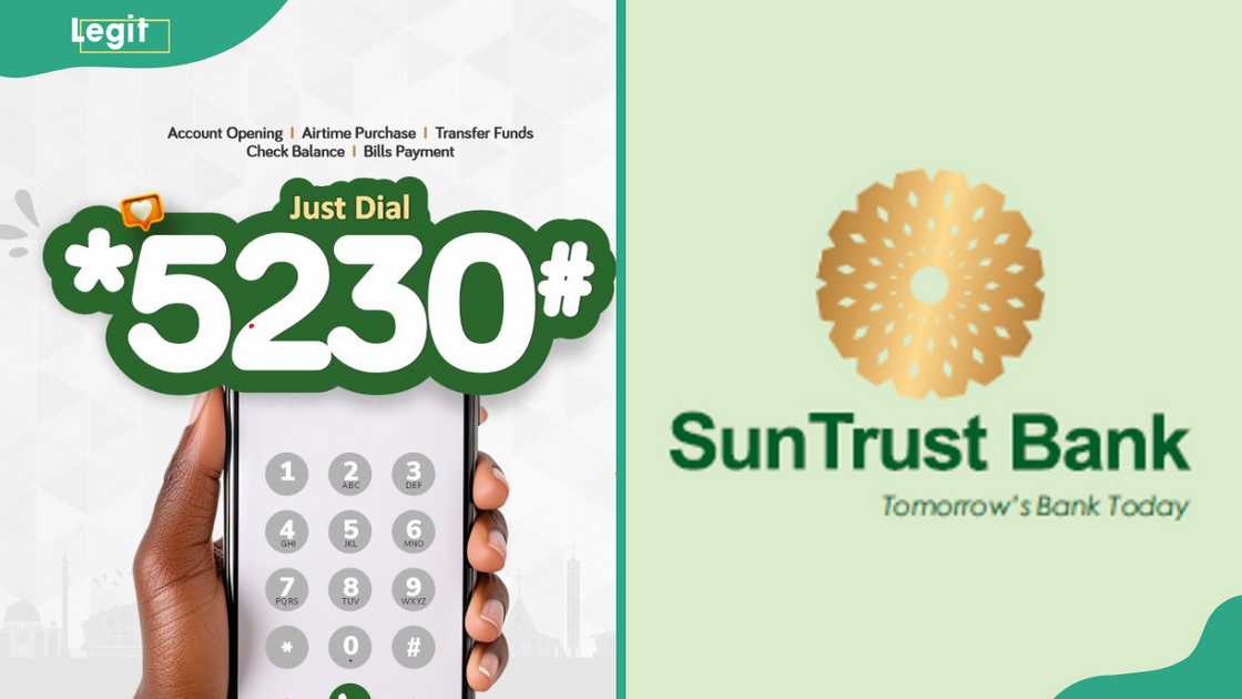 SunTrust bank USSD code (L). SunTrust bank logo (R)