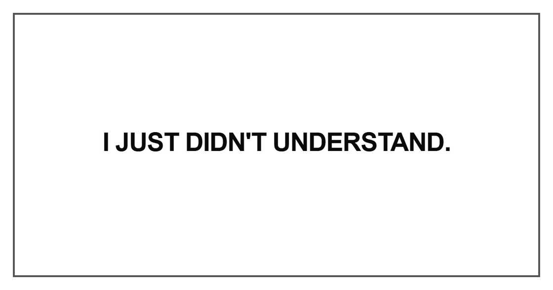 I just didn't understand I just didn't understand
