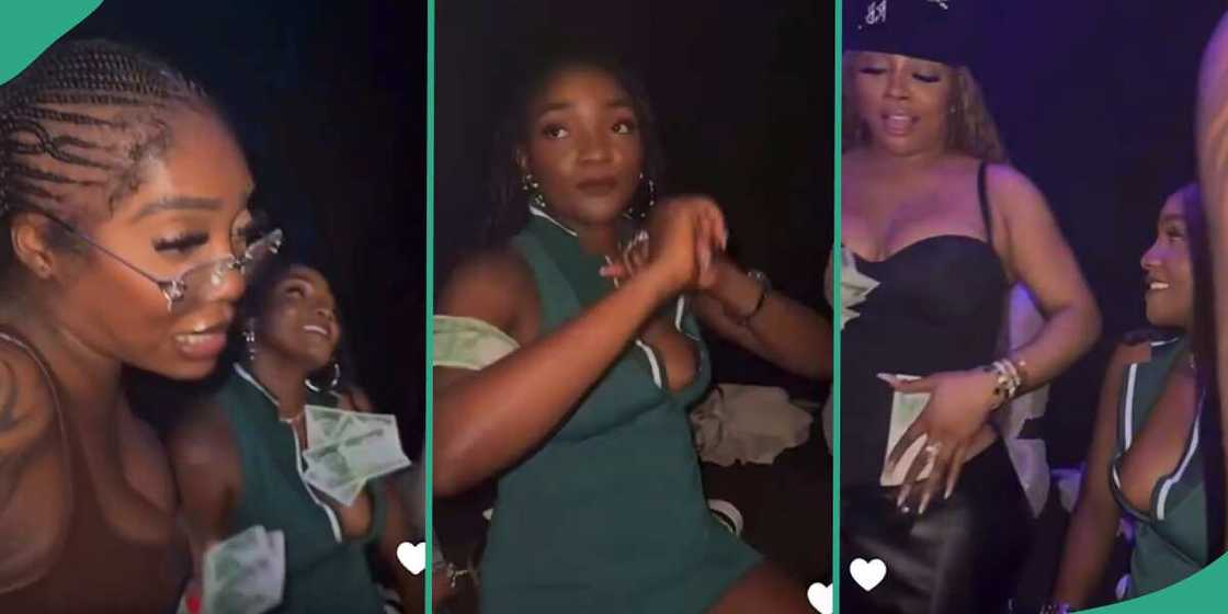 Tiwa Savage, Toke Makinwa spraying Simi money at nightclub. Tiwa Savage, Toke Makinwa spraying Simi money at nightclub.