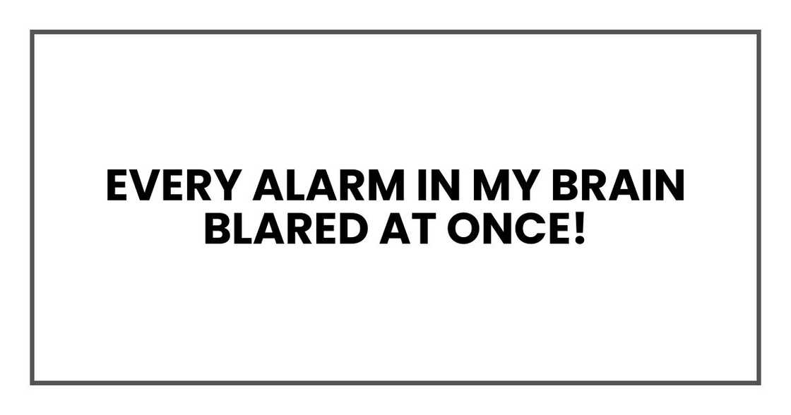 Every alarm in my brain blared at once! Every alarm in my brain blared at once!