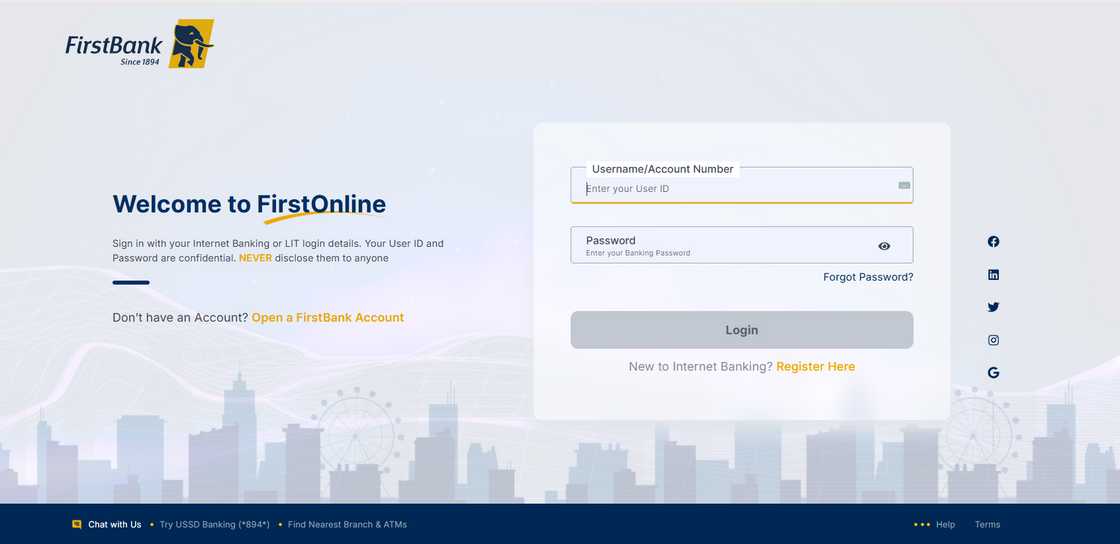 First Bank online banking login
