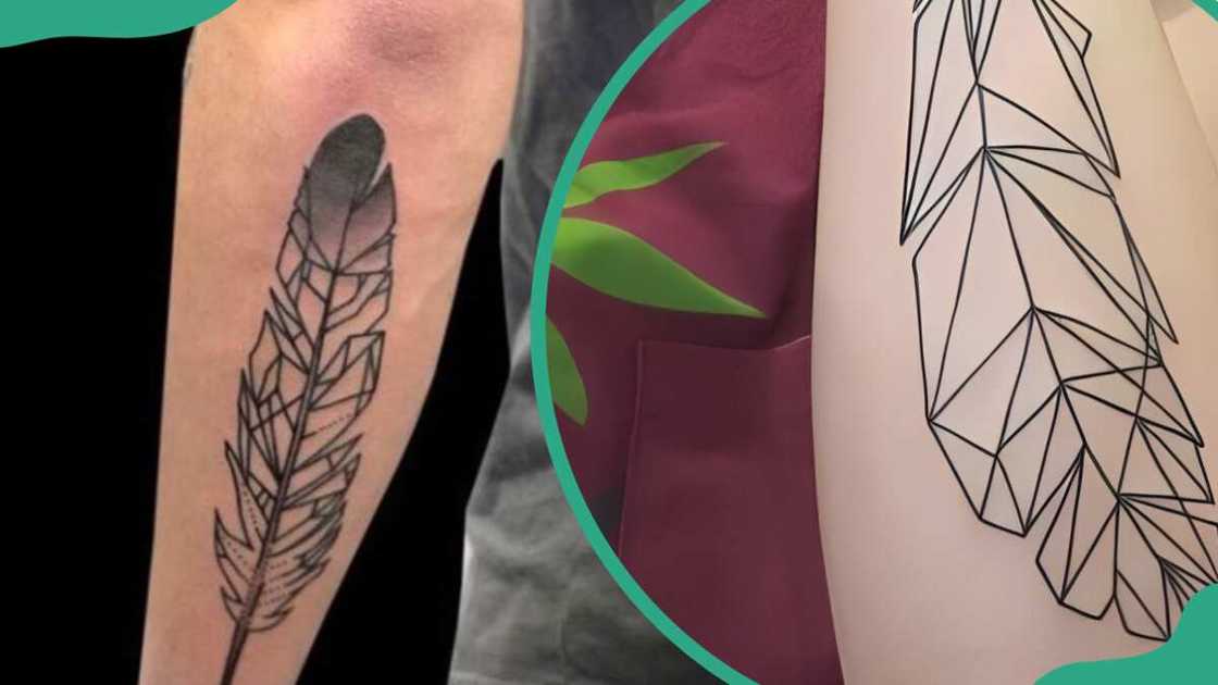 Geometric feather tattoos Geometric feather tattoos