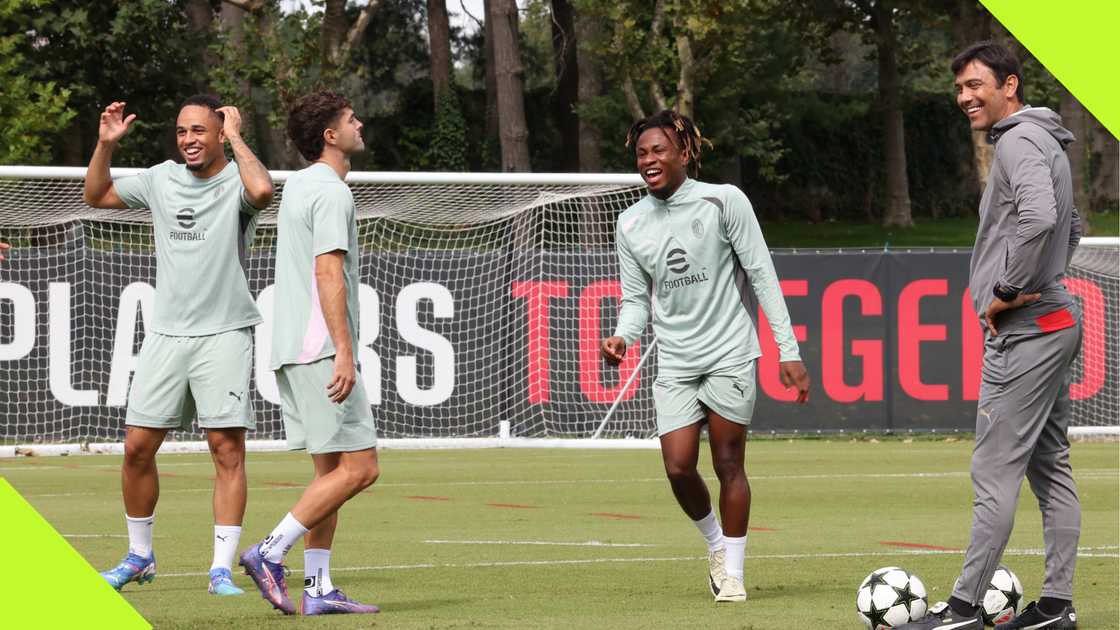 Samuel Chukwueze, Noah Okafor, Christian Pulisic, Paulo Fonseca, AC Milan, Italy, Serie A. Samuel Chukwueze, Noah Okafor, Christian Pulisic, Paulo Fonseca, AC Milan, Italy, Serie A.