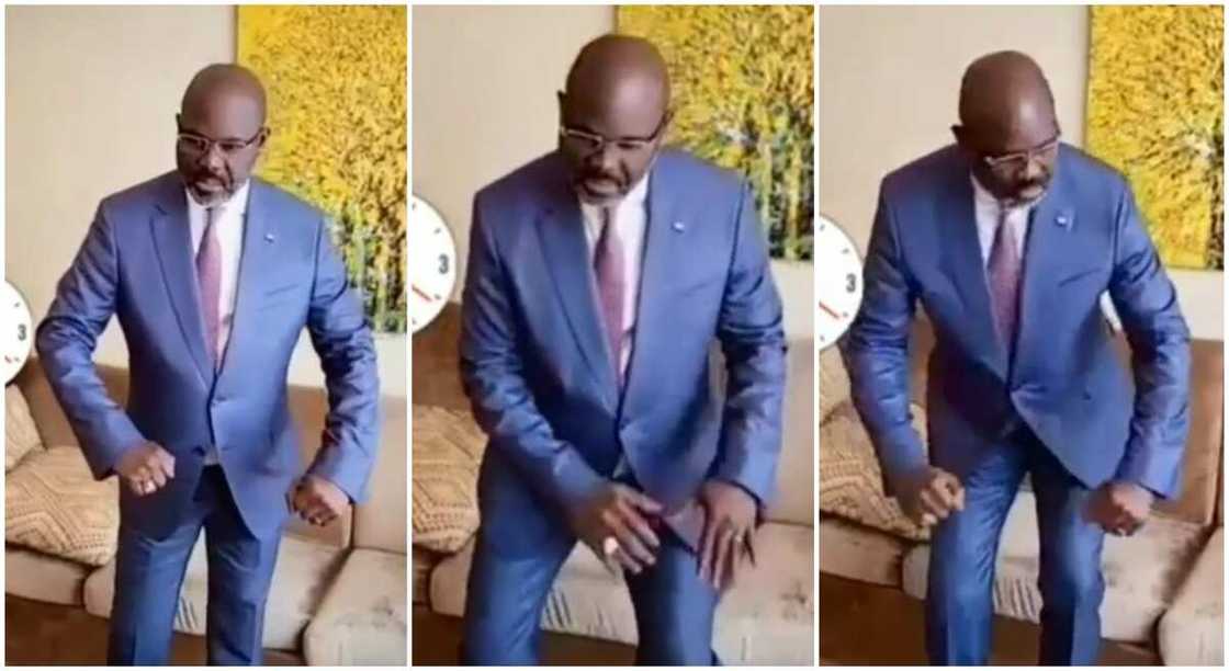 President George Weah of Liberia dances to Buga by Kizz Daniel and Tekno. President George Weah of Liberia dances to Buga by Kizz Daniel and Tekno.