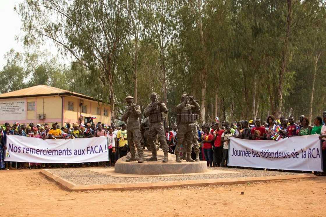 On the eve of Russia's invasion of Ukraine in February, a hundred people staged a pro-Moscow rally in Bangui