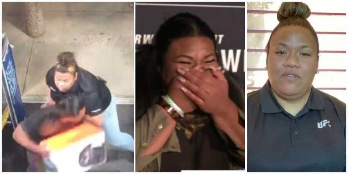 Joy as female electronics worker fired after manhandling thief who stole at her workplace gets UFC job Joy as female electronics worker fired after manhandling thief who stole at her workplace gets UFC job