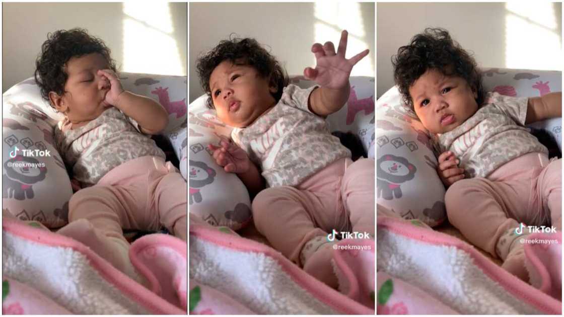 Cute baby sleeping/father woke his daughter up. Cute baby sleeping/father woke his daughter up.