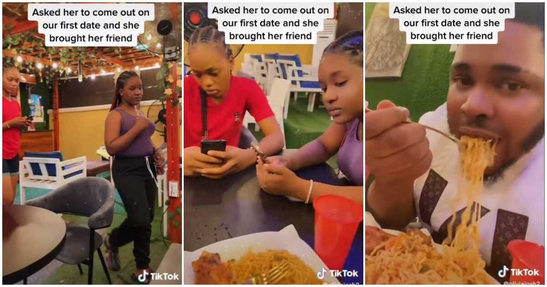 Man ignores date, man eats alone, first date Man ignores date, man eats alone, first date