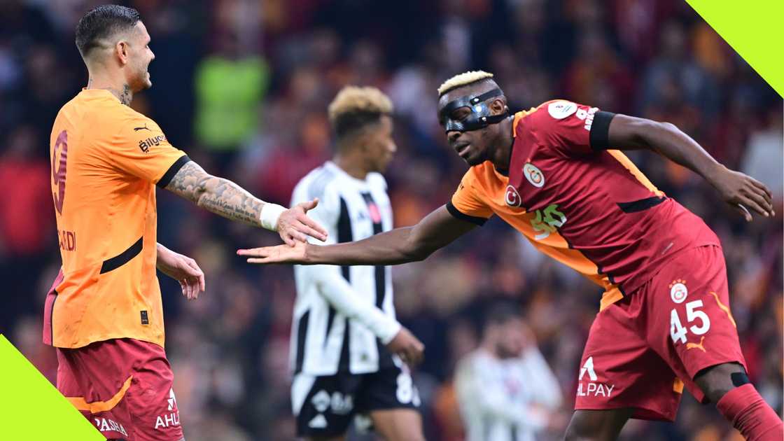 Mauro Icardi, Victor Osimhen, Galatasaray, Besiktas, RAMS Park, Istanbul, Turkiye. Mauro Icardi, Victor Osimhen, Galatasaray, Besiktas, RAMS Park, Istanbul, Turkiye.