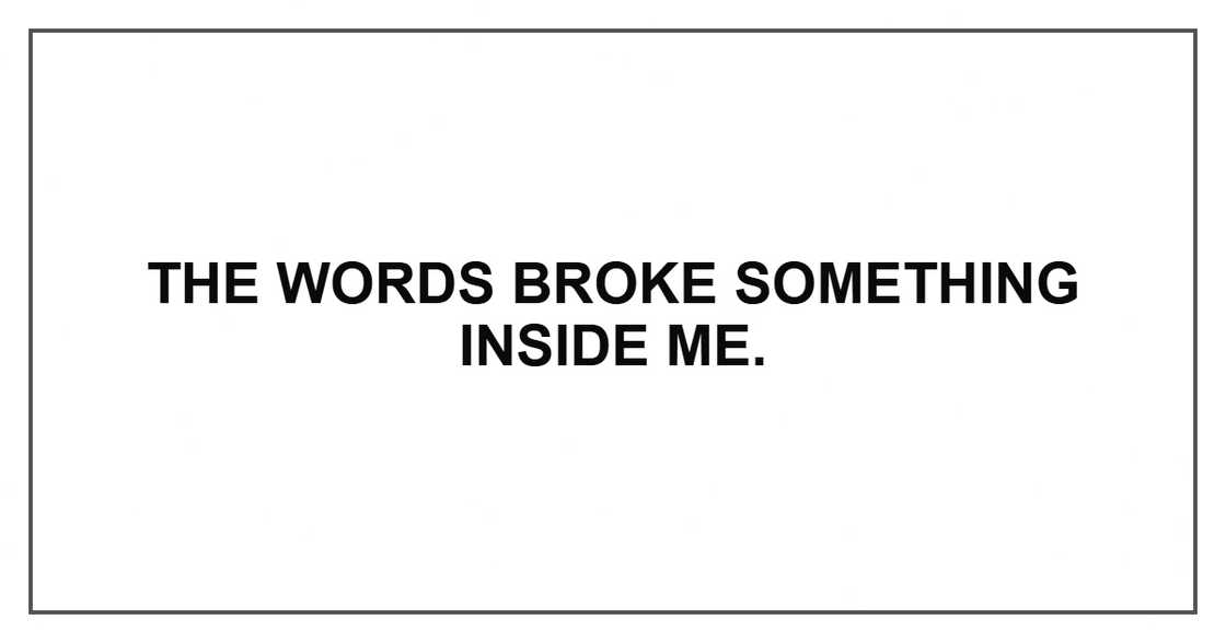 The words broke something inside me. The words broke something inside me.