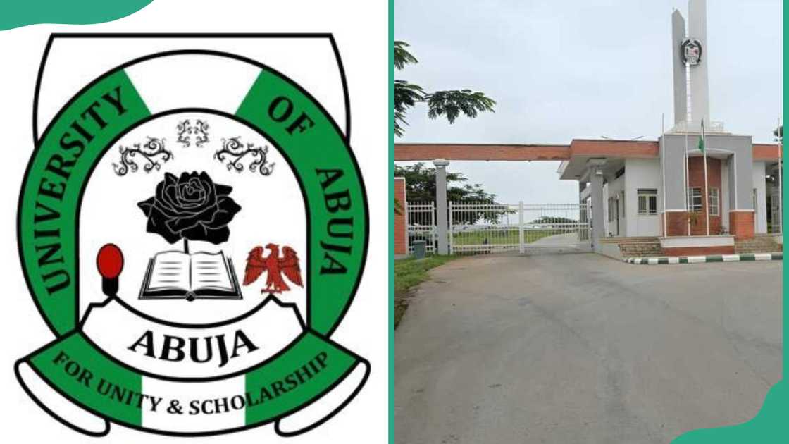 The University of Abuja official logo and main gate
