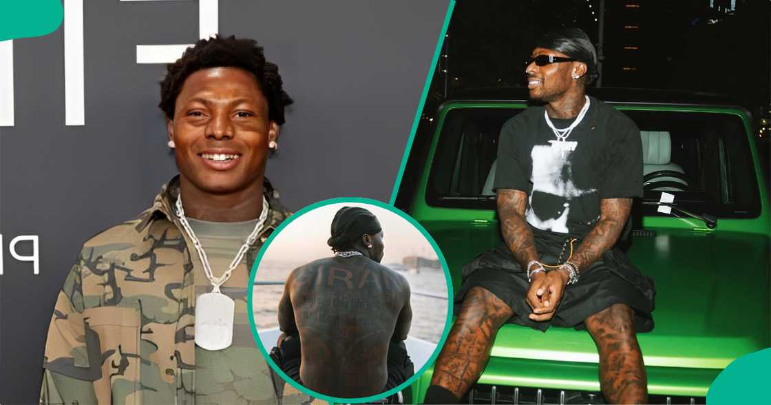 Fans show concern over Asake's full body tattoos. Fans show concern over Asake's full body tattoos.