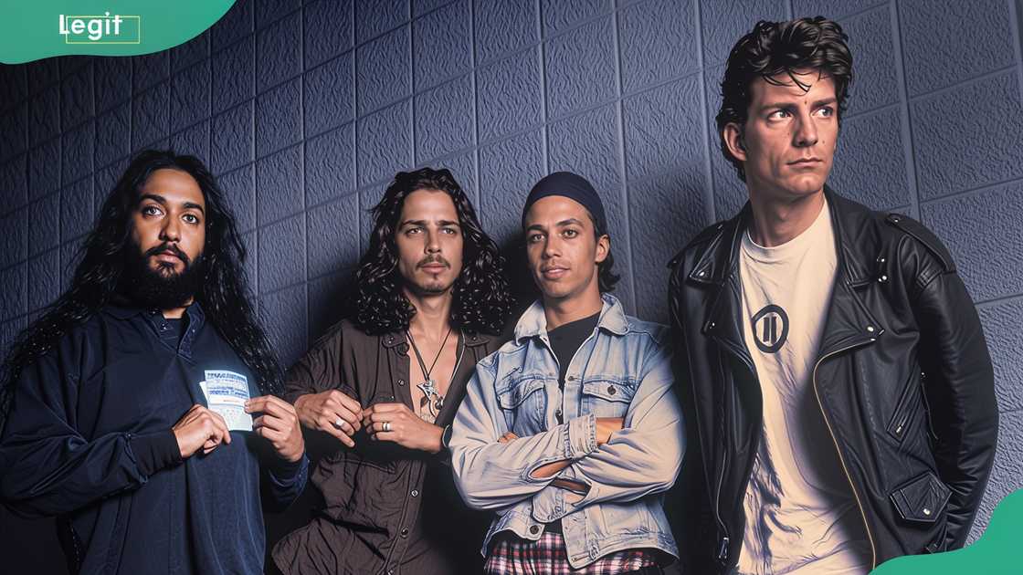 Rock band Soundgarden members: Chris Cornell, Ben Shepherd, and Matt Cameron at the World Music Theater Kim Thayil