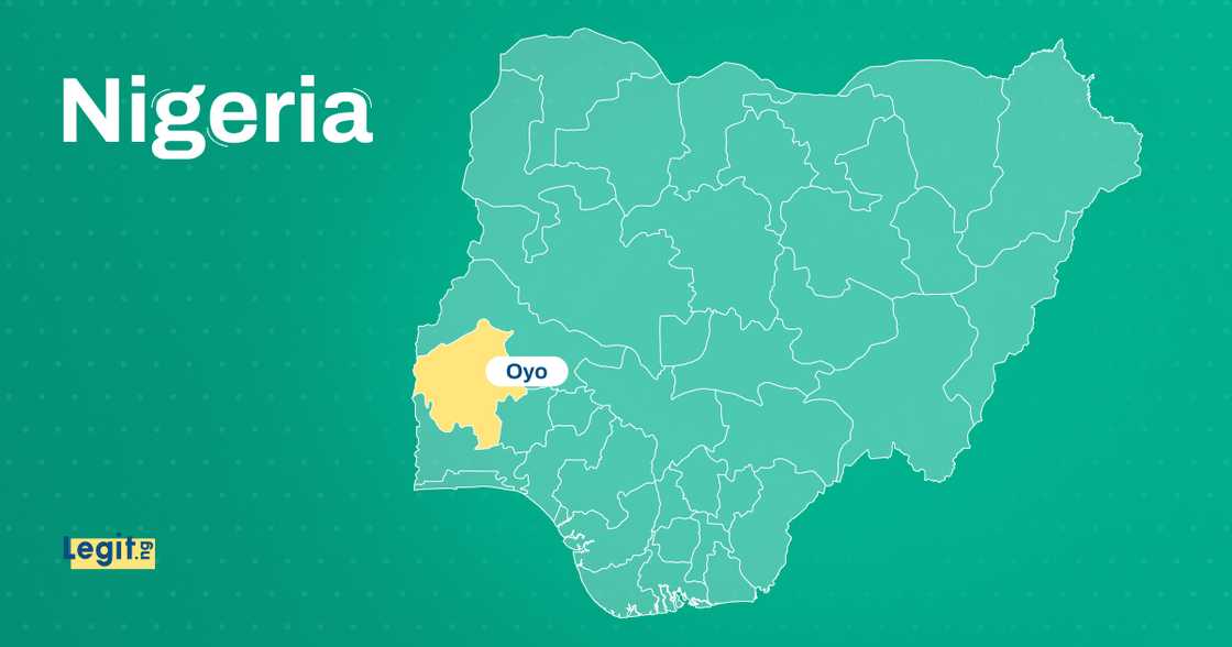 Oyo map produced by Legit.ng to illustrate the incident's setting