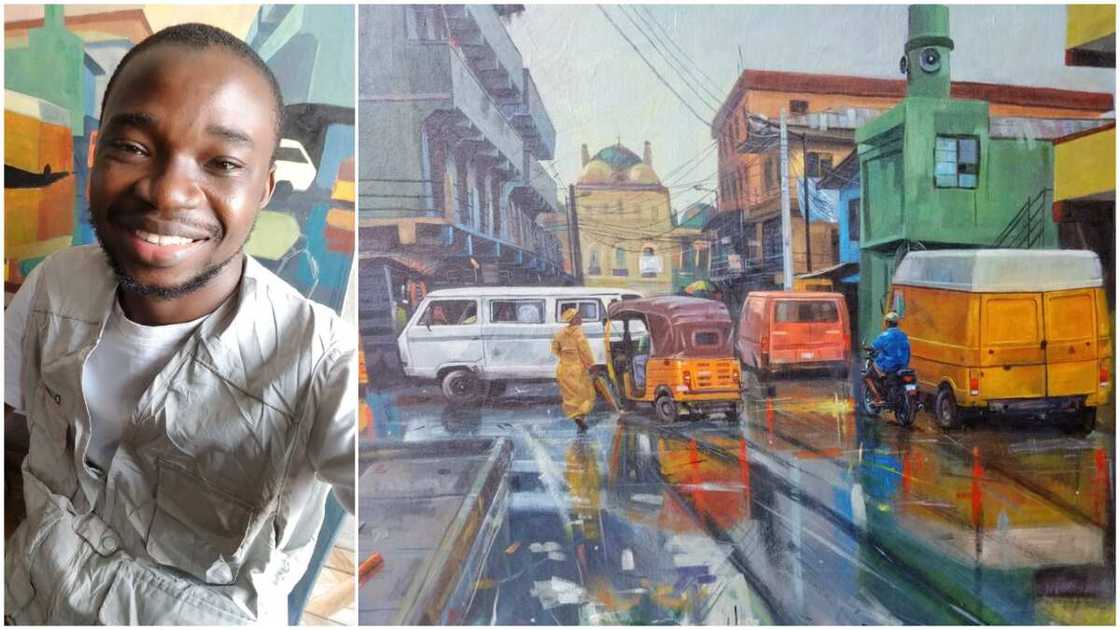 Nigerian man paints busy Lagos street, many commend his artwork Nigerian man paints busy Lagos street, many commend his artwork