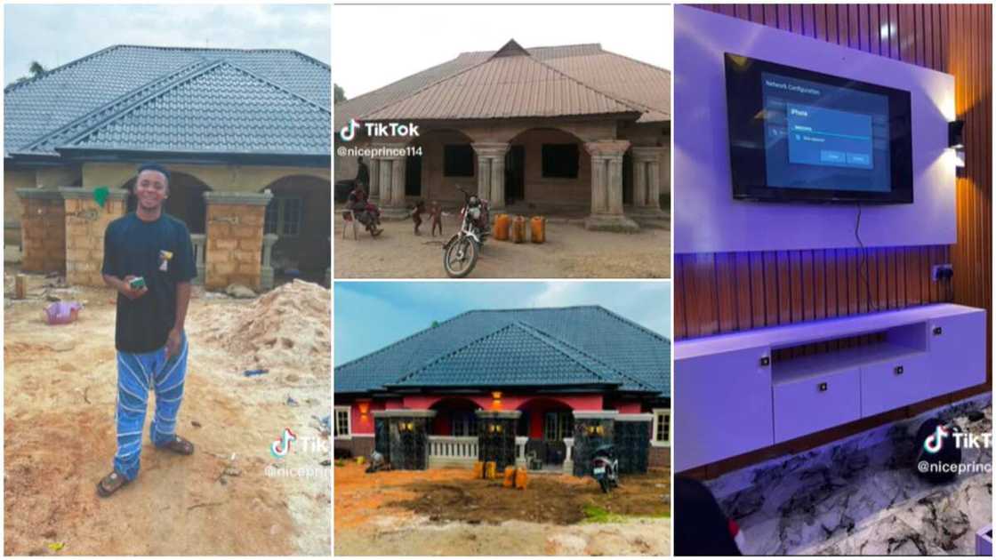 Man renovates house/man makes his family happy. Man renovates house/man makes his family happy.