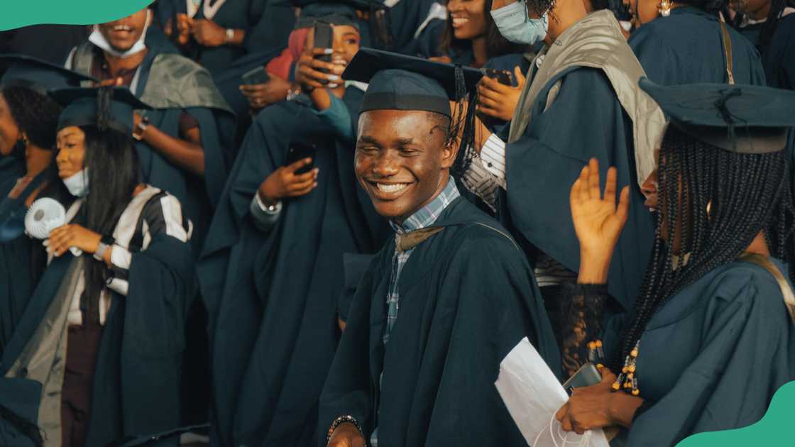 Students at a graduation ceremony Students at a graduation ceremony