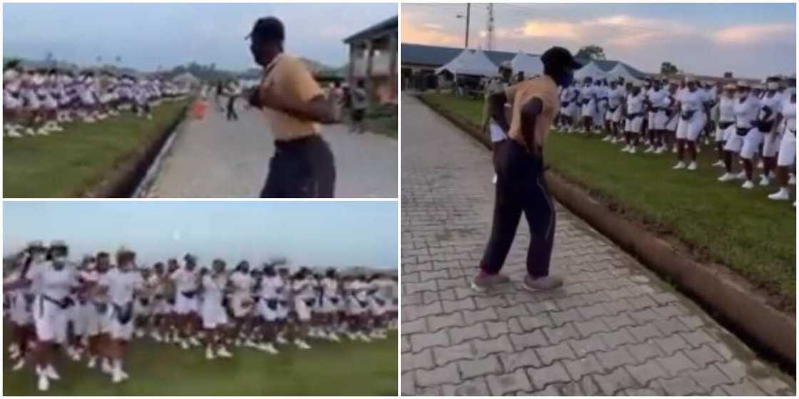 Corp members learn dance moves during morning drill Corp members learn dance moves during morning drill