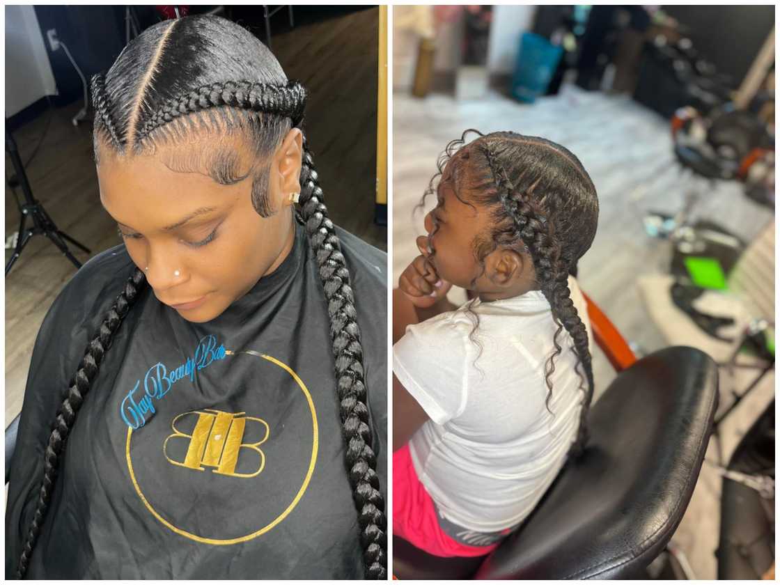 Two sleek braids Two sleek braids