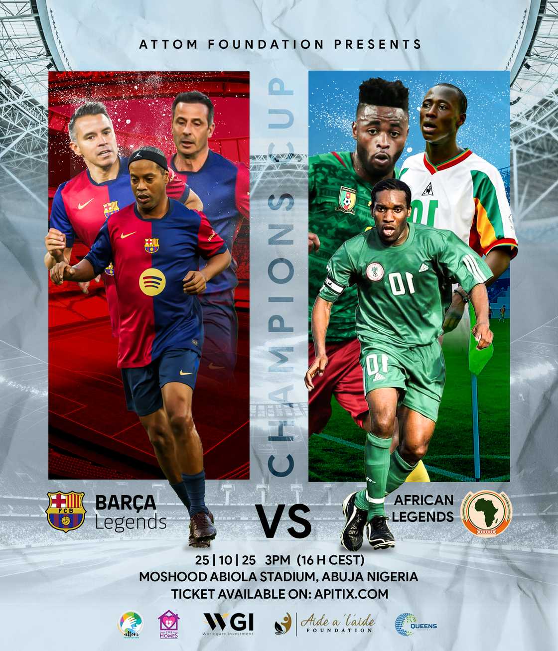 Apitix: Ronaldinho and Jay-Jay Okocha Lead Football Legends in Historic Charity Match Apitix: Ronaldinho and Jay-Jay Okocha Lead Football Legends in Historic Charity Match