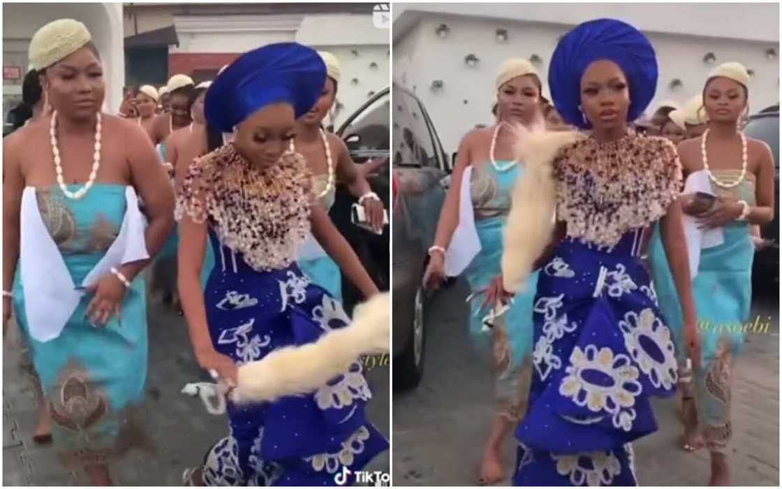 Nigerian bride steps out in nice aso-ebi convoy dancing to Na we dey by Flaour Nabania Nigerian bride steps out in nice aso-ebi convoy dancing to Na we dey by Flaour Nabania