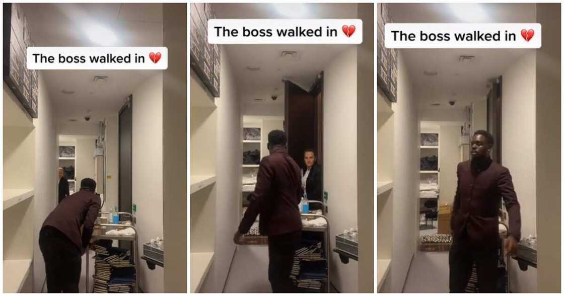 TikTok video, man resigns, man quits, female Oyinbo boss, walks in on man