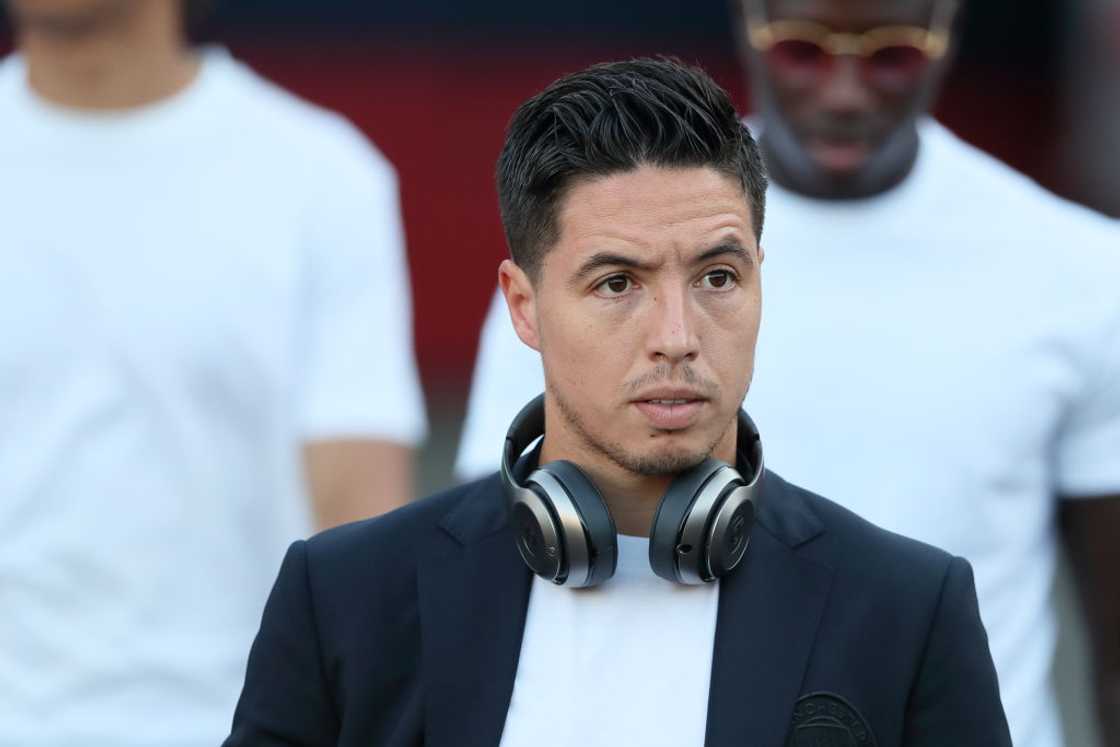 Samir Nasri appears before a game in Los Angeles, California Samir Nasri appears before a game in Los Angeles, California