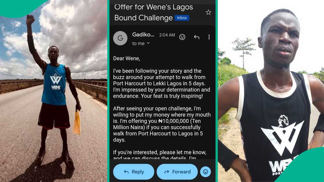 Man who wants to trek from Port Harcourt to Lagos gets boost as supporter offers him N10 million Man who wants to trek from Port Harcourt to Lagos gets boost as supporter offers him N10 million