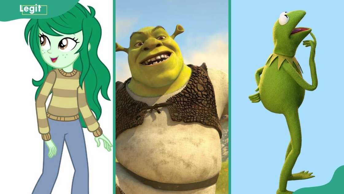 Wallflower Blush, Shrek, and Kermit the Frog are among the green characters from cartoons Wallflower Blush, Shrek, and Kermit the Frog are among the green characters from cartoons