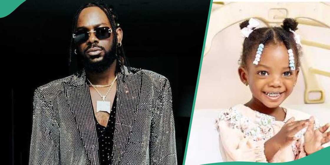 Adekunle Gold and daughter, Deja, speak Yoruba. Adekunle Gold and daughter, Deja, speak Yoruba.