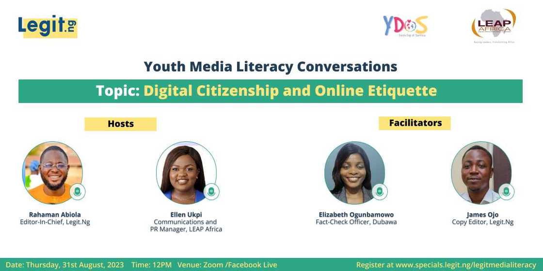 webinar, media literacy, Legit.ng, LEAP Africa, YDOS, Youth Day of Service webinar, media literacy, Legit.ng, LEAP Africa, YDOS, Youth Day of Service