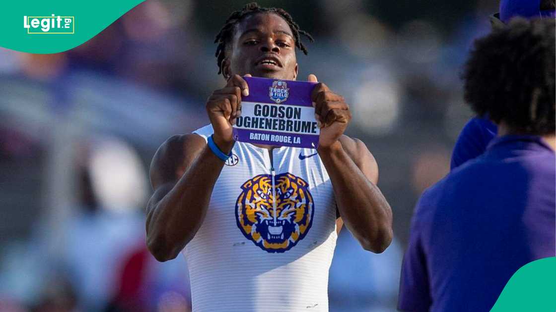 Godson Oghenebrume competing for Louisiana State University as a student athlete. Photo by Sports247