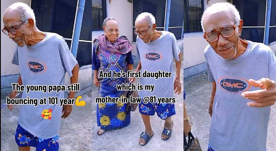 Photos of a 101-year-old man and his 81-year-old daughter. Photos of a 101-year-old man and his 81-year-old daughter.
