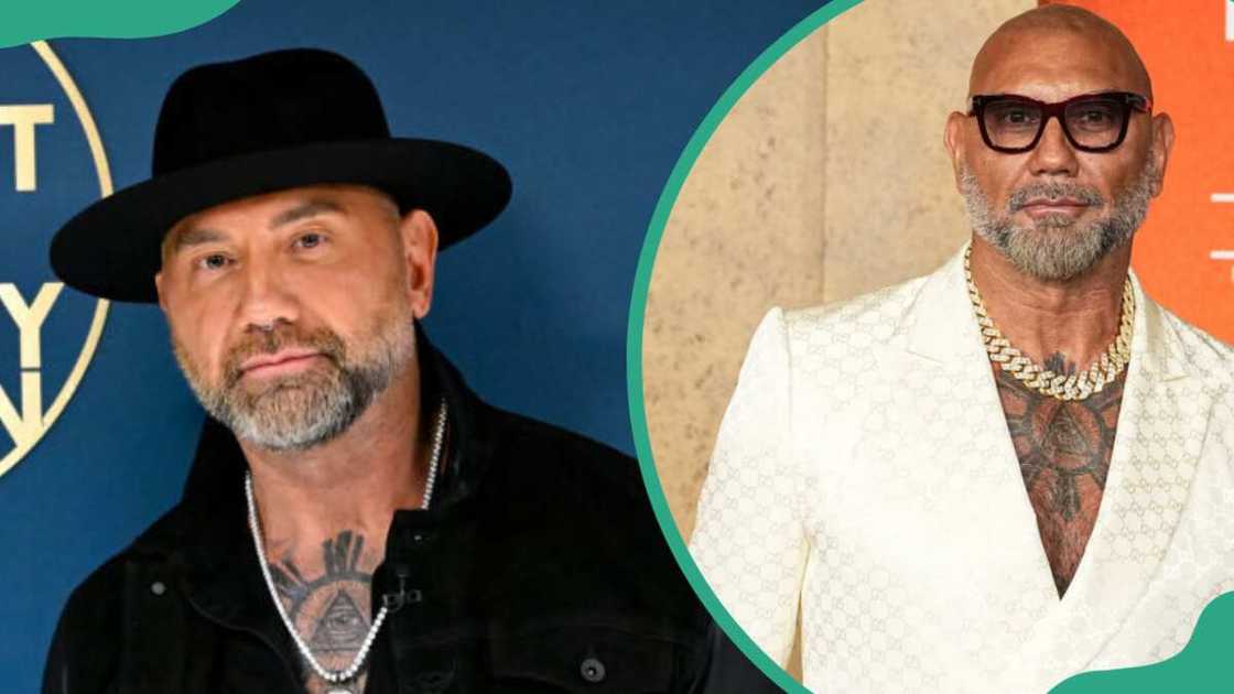 Dave Bautista at The Tonight Show Starring Jimmy Fallon (L). He attends the Dune: Part Two New York Premiere (R). Dave Bautista at The Tonight Show Starring Jimmy Fallon (L). He attends the Dune: Part Two New York Premiere (R).