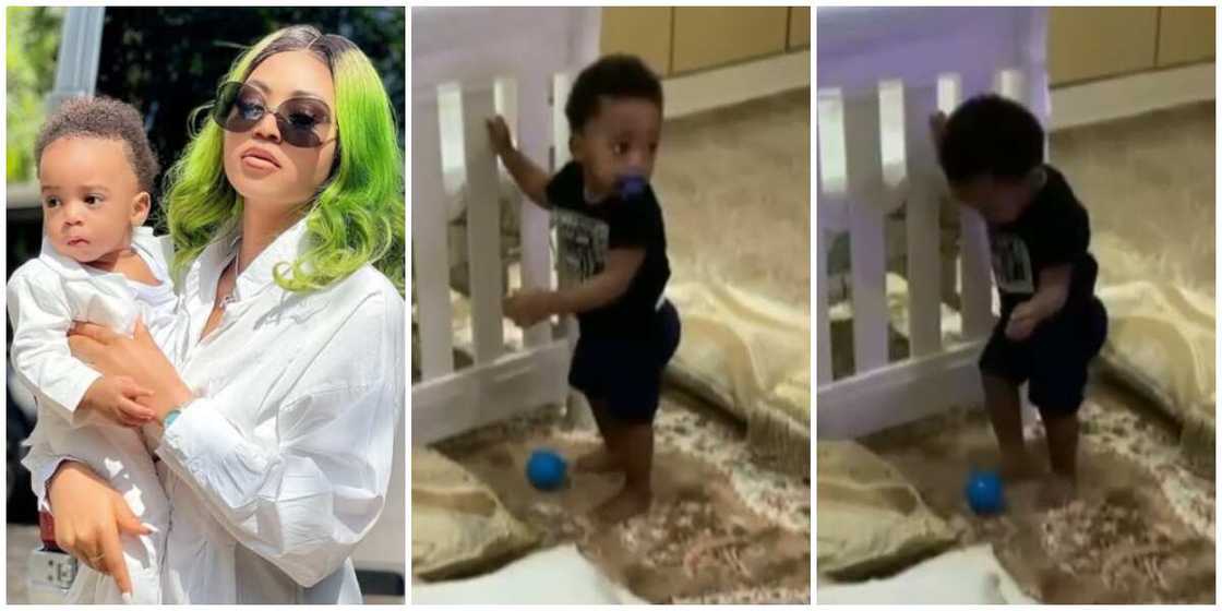 He is indirectly telling us his career: Regina Daniels shares cute video of Munir playing football