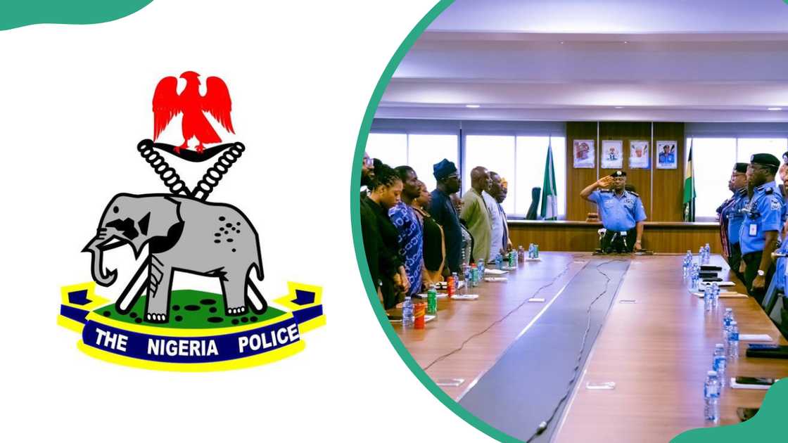 The NPF logo and members of the NPF during an official meeting