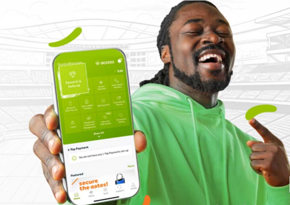 A man advertising Access Bank mobile app A man advertising Access Bank mobile app