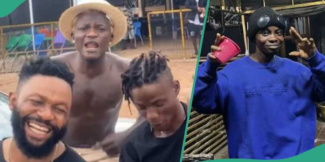 Nigerian singer Portable and his boys with ex-signee Young Duu Nigerian singer Portable and his boys with ex-signee Young Duu