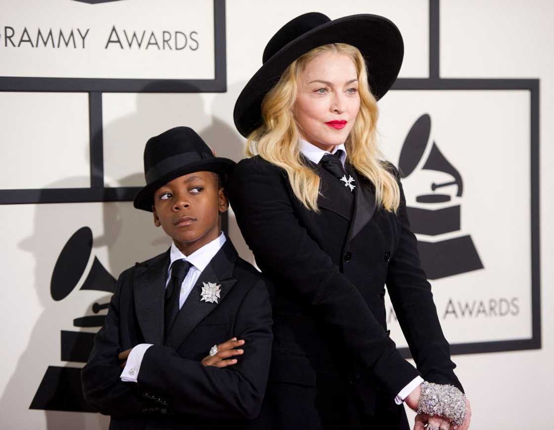 Madonna and her son, David Banda, at the Staples Centre