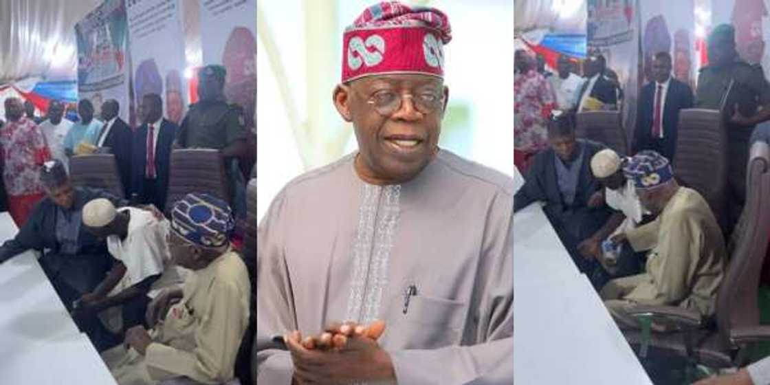 Tinubu Gifts Cash to Young Disabled Man In Viral Video, Stirred Mixed Reactions Tinubu Gifts Cash to Young Disabled Man In Viral Video, Stirred Mixed Reactions