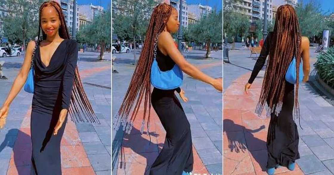 Pretty girl dances on the road Pretty girl dances on the road