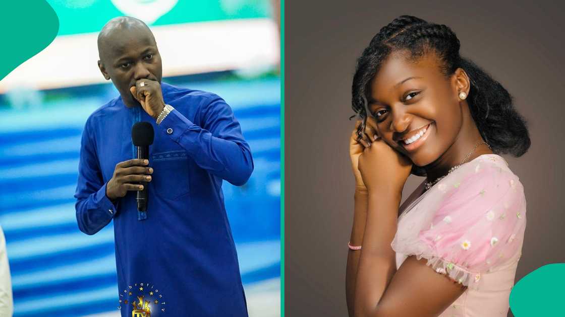 The daughter of Apostle Johnson Suleman, Divine caused a stir by preaching to teens at her father's church. The daughter of Apostle Johnson Suleman, Divine caused a stir by preaching to teens at her father's church.