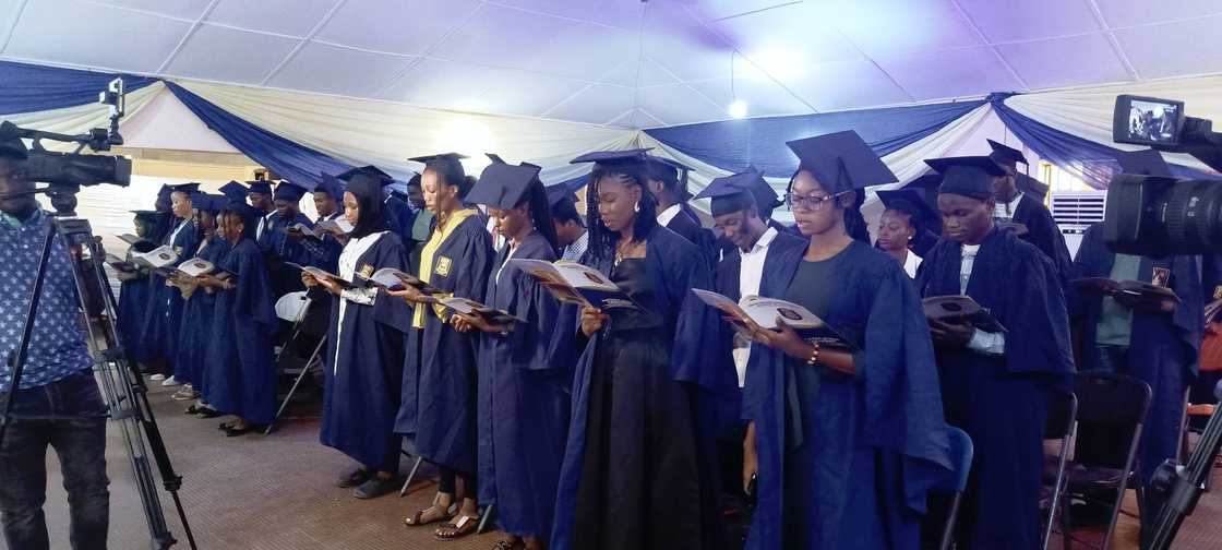 Students during a graduation ceremony Students during a graduation ceremony