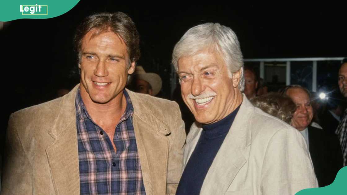 Barry Van Dyke and his father, American actor and comedian Dick Van Dyke, at the Pantages Theatre