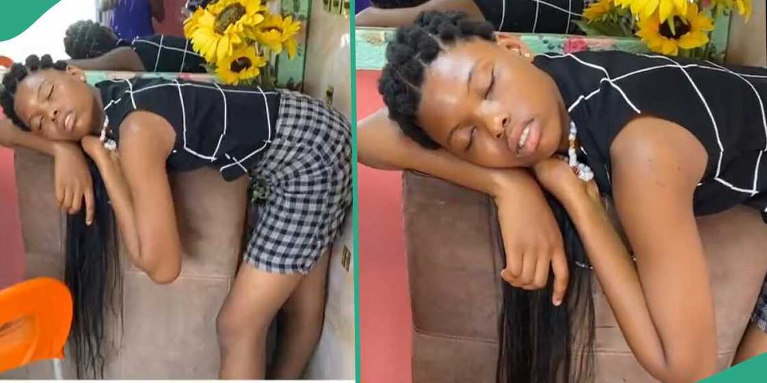 Lady sleeping at a salon. Lady sleeping at a salon.