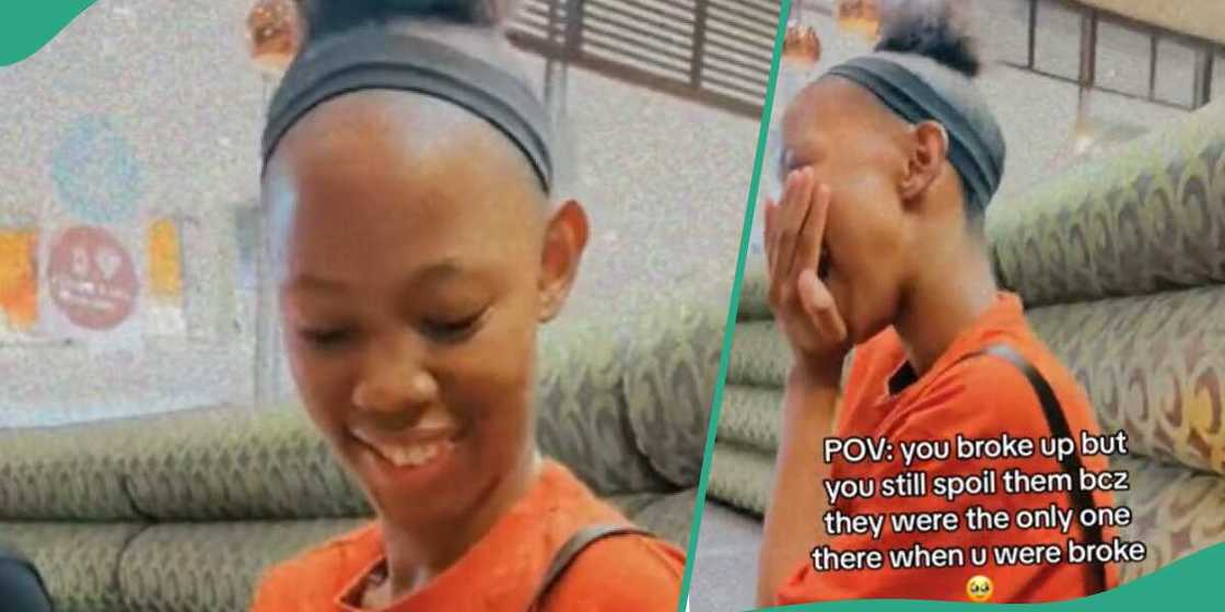 The lady was excited about her gift The lady was excited about her gift