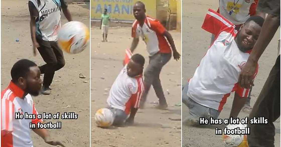 Man without legs plays football Man without legs plays football