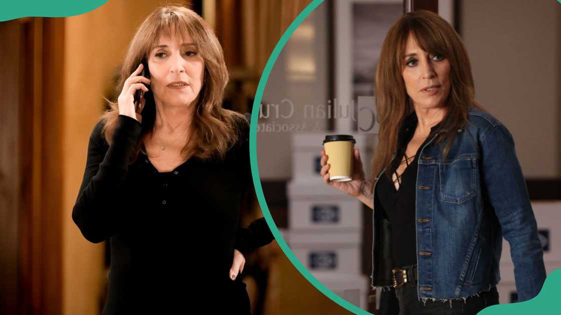 Katey at the set on The Conners (L) and at set filming Rebel (R)