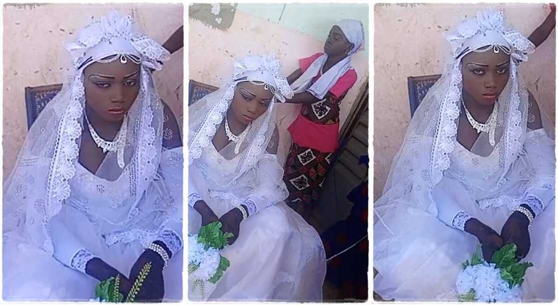 A bride who looked mournful on her wedding day. A bride who looked mournful on her wedding day.