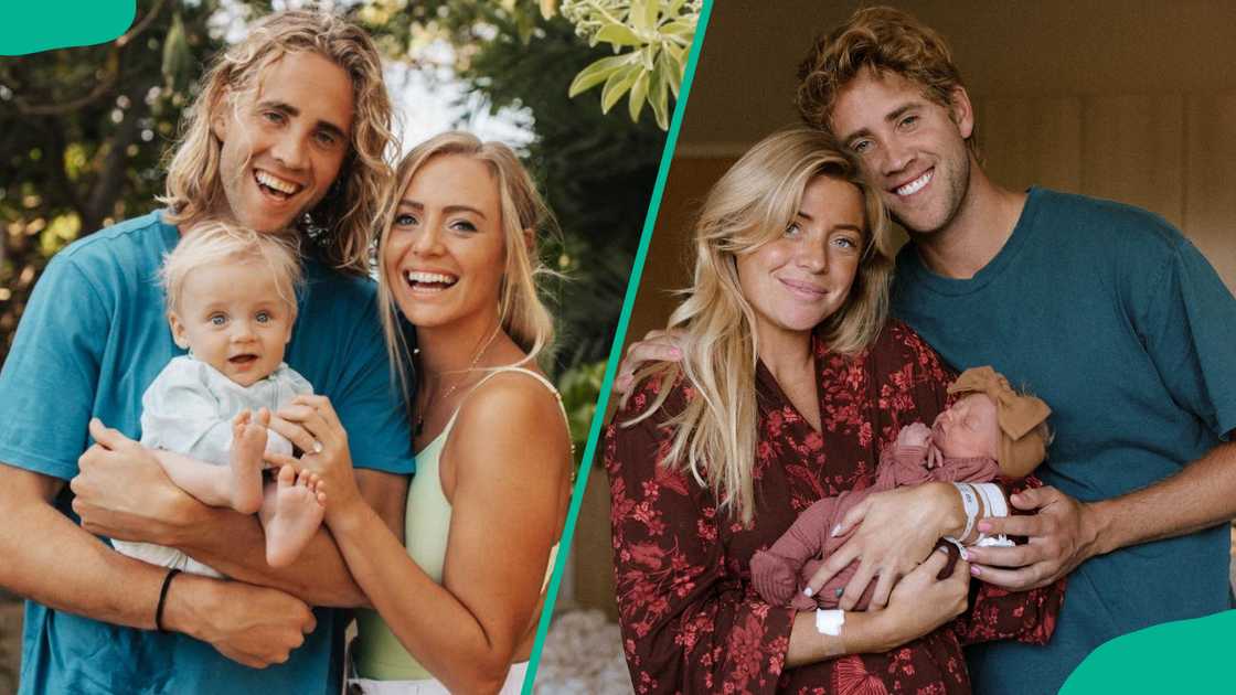 Sarah and Derik carrying their children